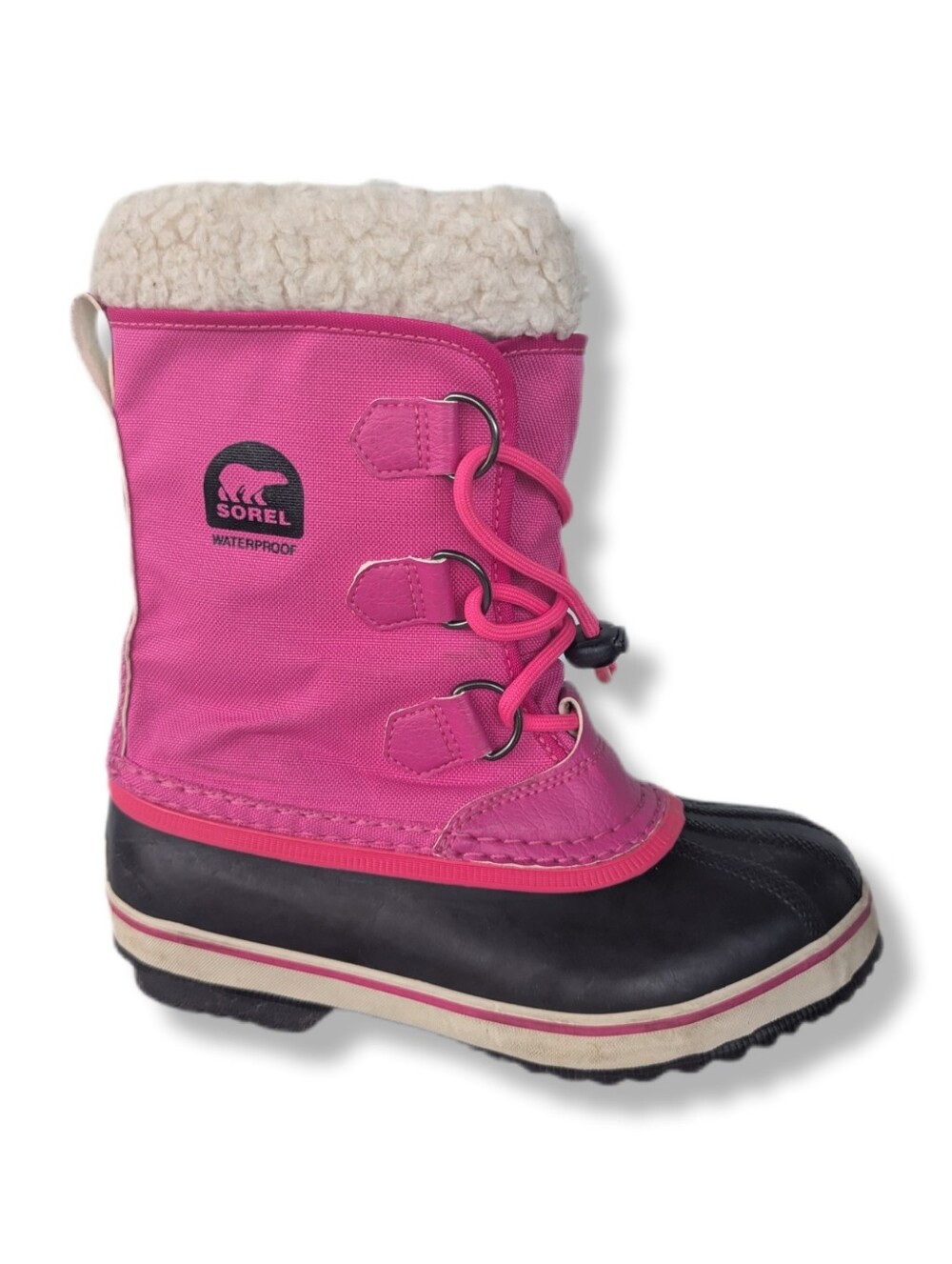 Sorel Girls Yoot Pac Pink Nylon & Black Winter Waterproof Snow Boots